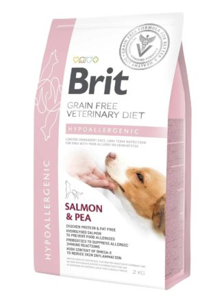 brit vd hypoallergenic dog для собак с лососем 2 кг