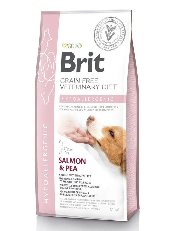 brit vd hypoallergenic dog для собак с лососем 12 кг