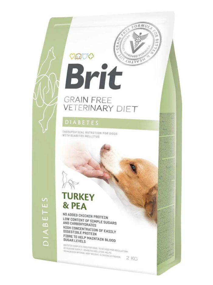 brit vd dog diabets для собак с индейкой и горохом 2 кг