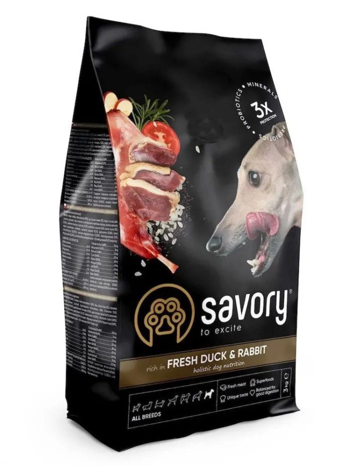 savory all breeds duck rabbit для собак с уткой и кроликом 1 кг