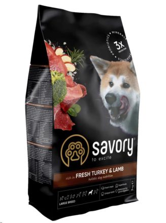 savory large breed turkey lamb для крупных собак с ягненком 3 кг