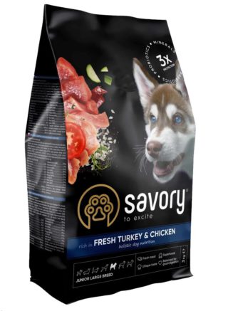 savory junior large turkey&chicken для щенков крупных пород с курицей 3 кг