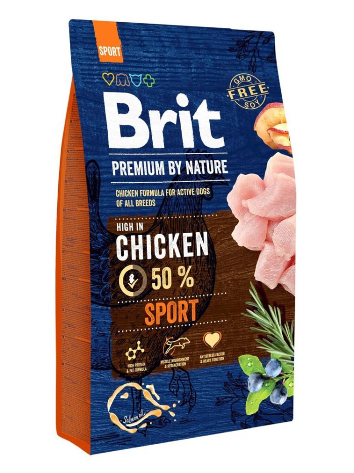 brit premium sport adult для собак с курицей 15 кг