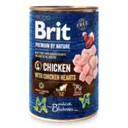 brit premium by nature chicken с куриными сердечками для собак 800 г
