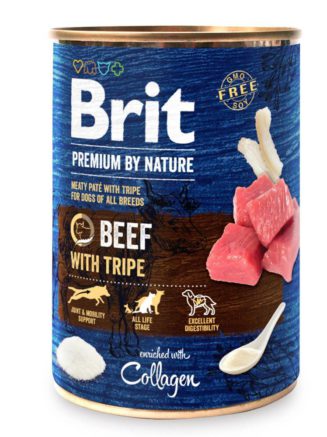 brit premium by nature beef с говядиной и рубцом для собак 400 г