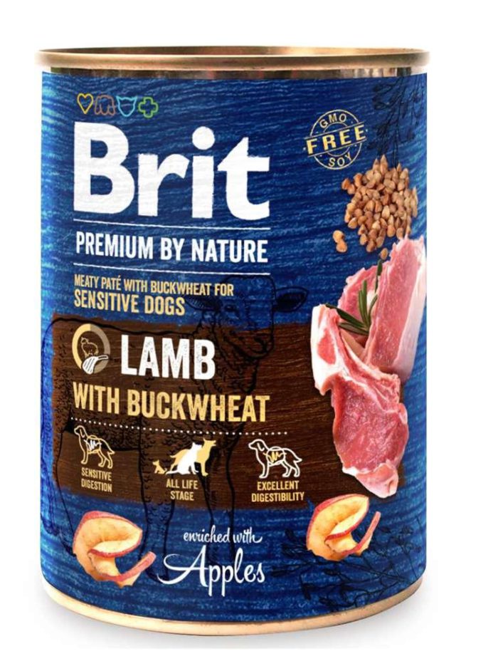 brit premium by nature lamb с ягненком и гречкой для собак 800 г