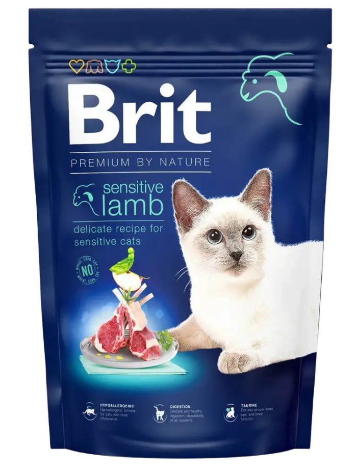 brit premium sensitive lamb для кошек с ягненком 300 г