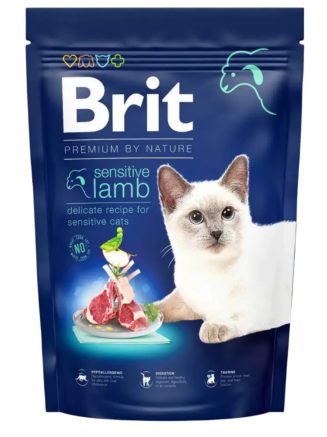 brit premium sensitive lamb для кошек с ягненком 1.5 кг