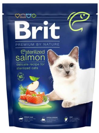 brit premium sterilised salmon для стерилизованных кошек с лососем 800 г