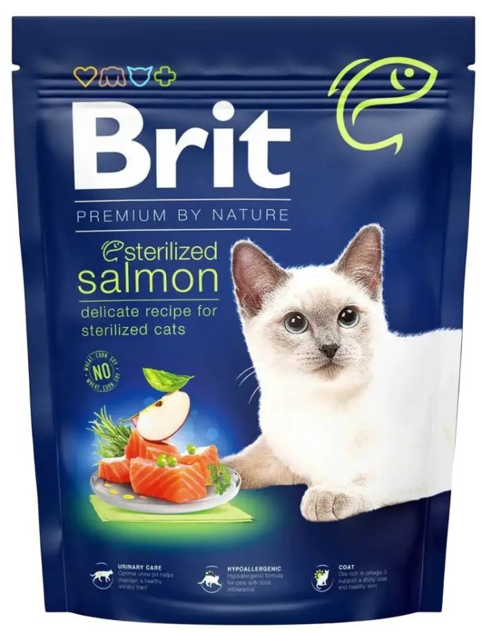 brit premium sterilised salmon для стерилизованных кошек с лососем 800 г