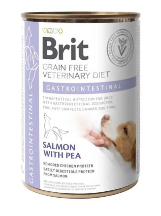 brit vd gastrointestinal cans для собак для желудочно кишечного тракта, лосось и горох 400 г