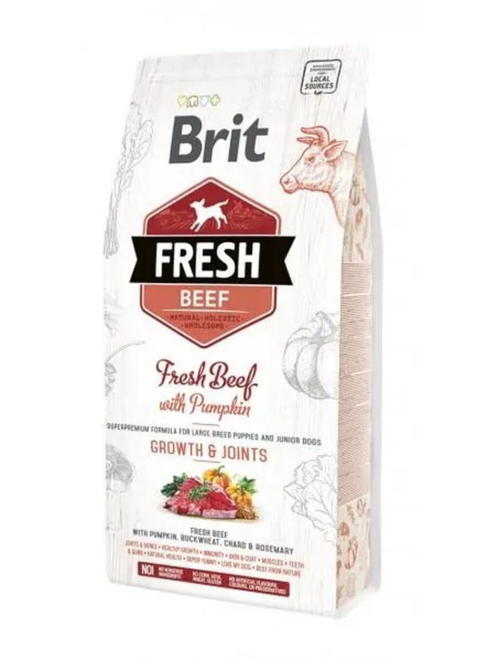 brit fresh beef pumpkin puppy large для щенков крупных пород с говядиной 2.5 кг