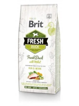 brit fresh duck with millet run work для собак с уткой 12 кг
