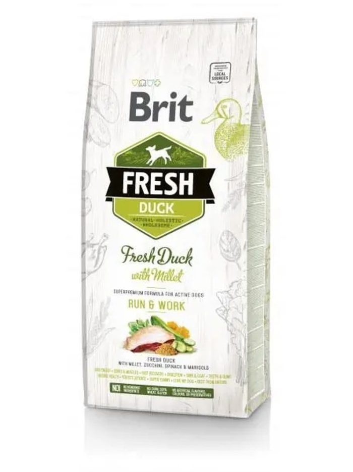 brit fresh duck with millet run work для собак с уткой 2.5 кг
