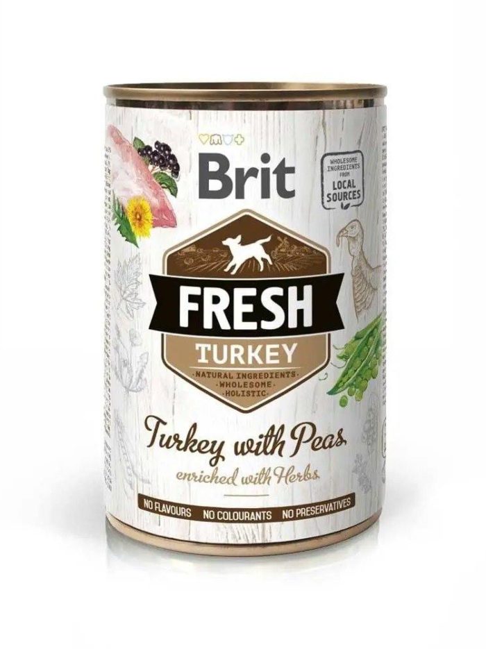 brit fresh turkey peas с индейкой и горошком 400 г