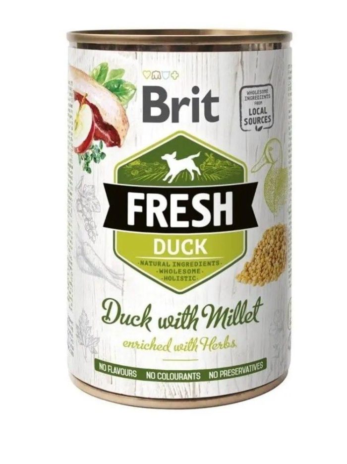 brit fresh duck millet с уткой и пшеном 400 г