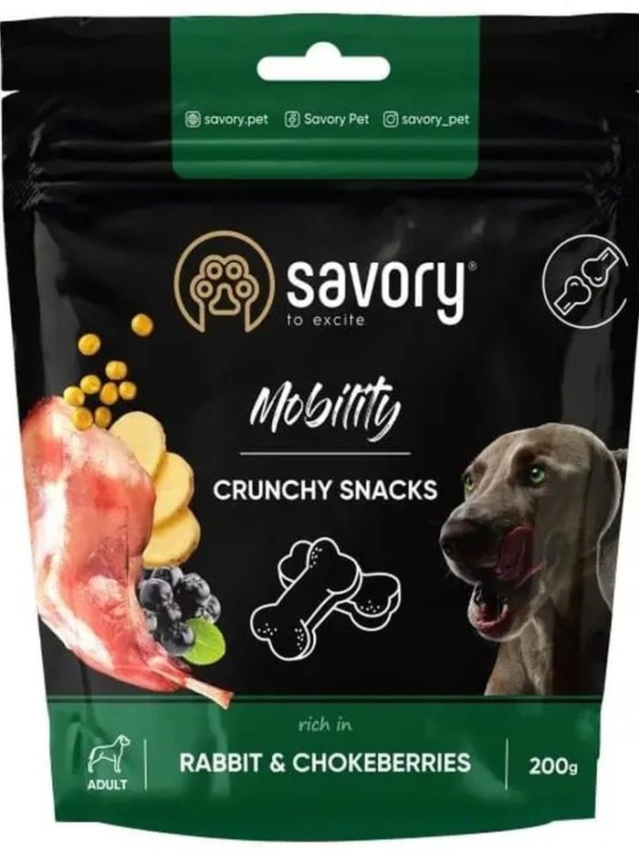 savory dog mobility crunchy snack с кроликом для собак 200 г