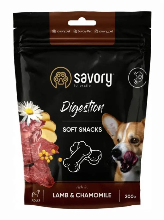 savory dog digestion soft snack с ягненком и ромашкой для собак 200 г