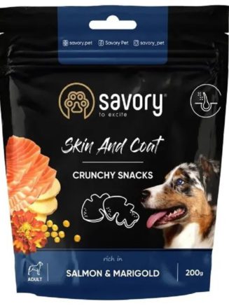 savory dog skin and coat crunchy snack с лососем и бархатцами для собак 200 г