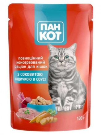 Пан Кот Индейка пауч для кошек с индейка в соусе 24х100 г