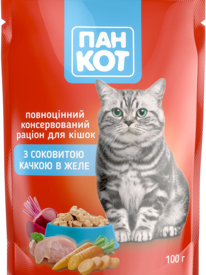 Пан Кот Утка пауч для кошек с уткой в желе 24х100 г