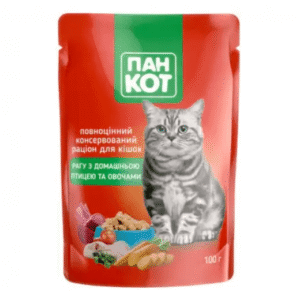 Пан Кот пауч для кошек рагу с домашней птицей и овощами 24х100 г
