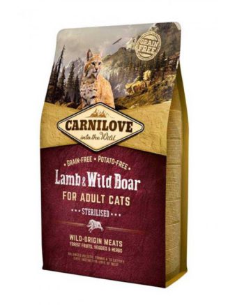 carnilove lamb wild boar sterilised для стерилизованных кошек с ягненком 2 кг
