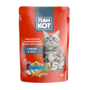 Пан Кот Рыба паучи для кошек в рыбном соусе 24х100 г