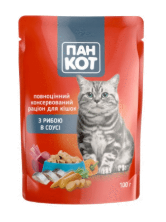 Пан Кот Рыба паучи для кошек в рыбном соусе 24х100 г