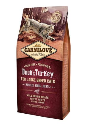 carnilove duck turkey large breed для кошек с уткой и индейкой 2 кг