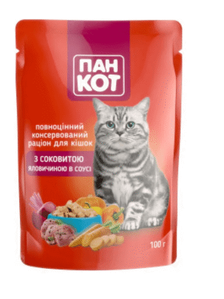 Пан Кот Говядина пауч для кошек с Говядиной в соусе 24х100 г