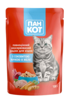 Пан Кот Утка пауч для кошек с уткой в желе 24х100 г