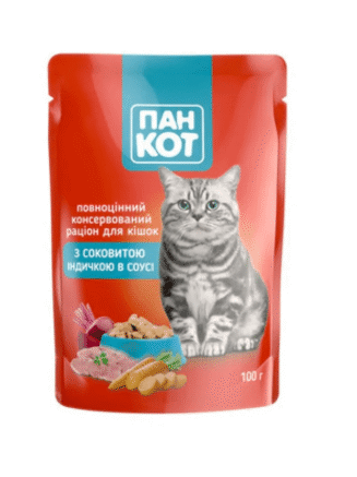 Пан Кот Индейка пауч для кошек с индейка в соусе 24х100 г