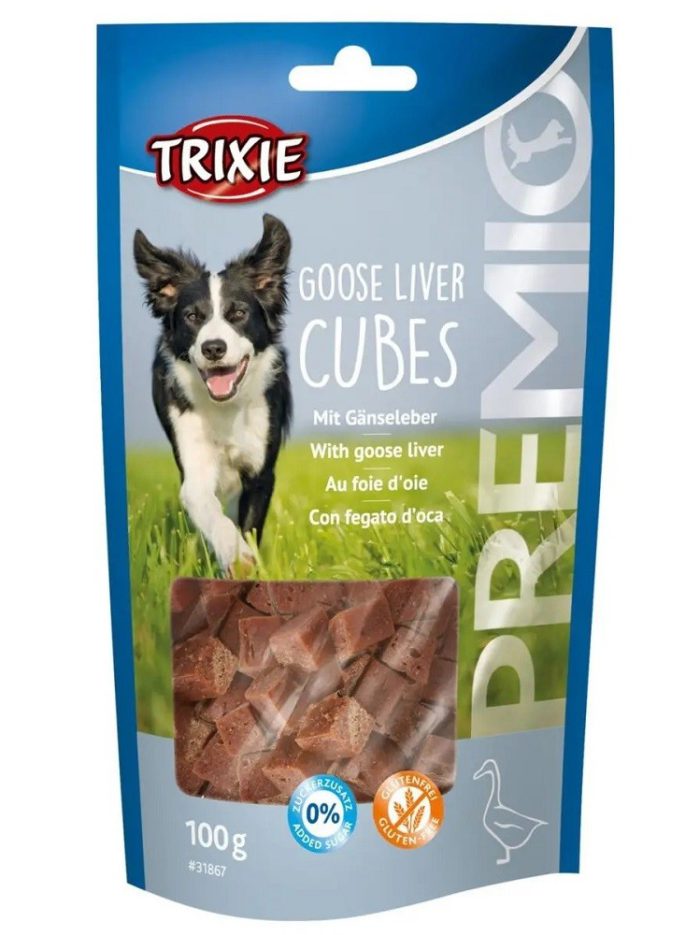 Лакомство для собак trixie premio goose liver cubes 100 г (гусиная печень)