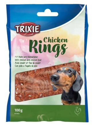 Лакомство для собак trixie «chicken rings», 100 г (курица)