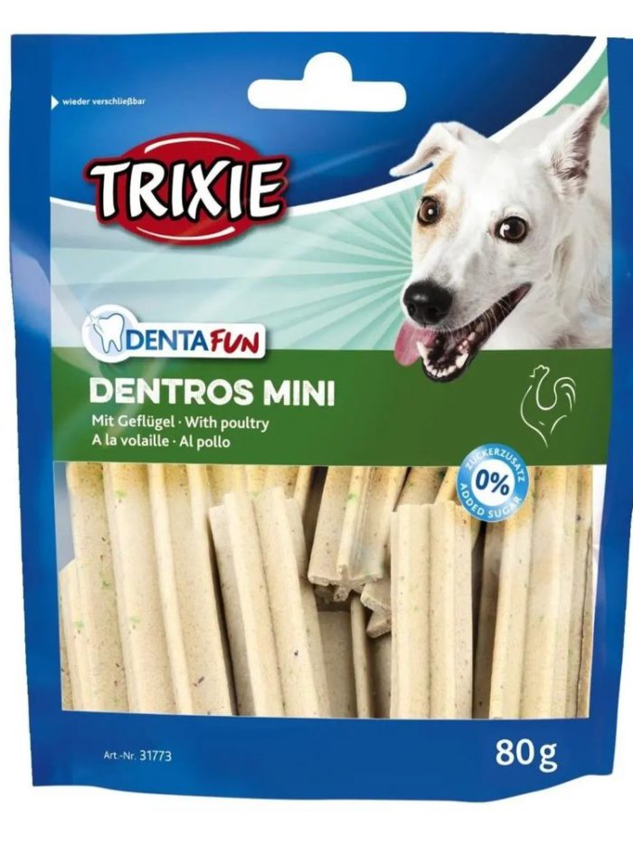 Лакомство для собак trixie denta fun dentros mini 80 г (домашняя птица)