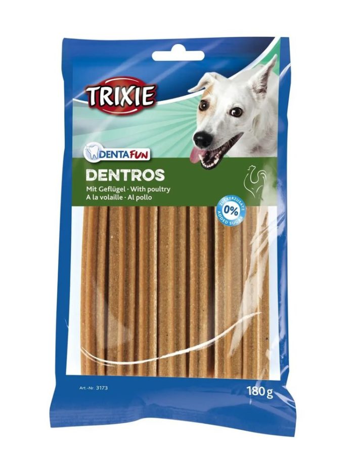 Лакомство для собак trixie denta fun dentros 180 г (домашняя птица)