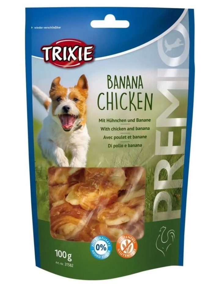 Лакомство для собак trixie premio banana & chicken 100 г (курица и банан)