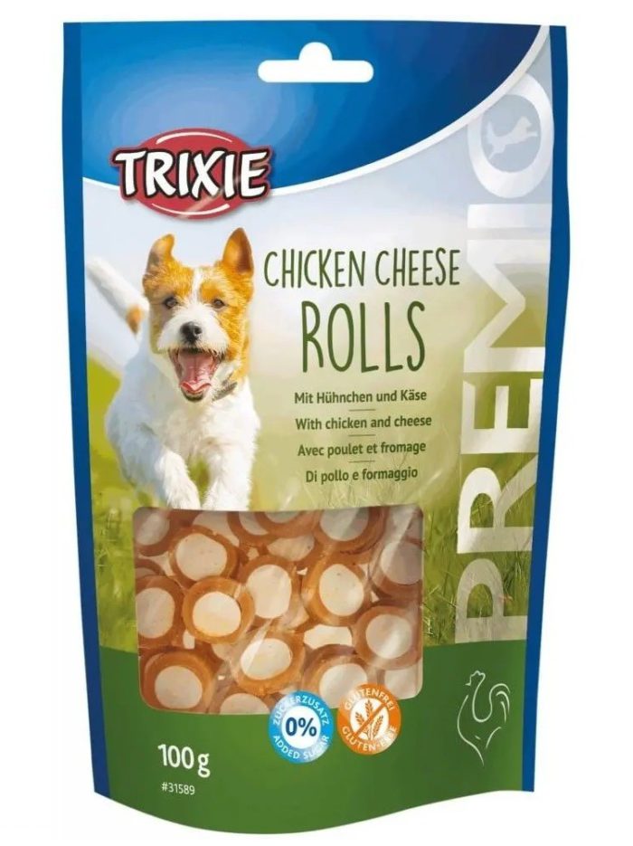 Лакомство для собак trixie premio chicken cheese roll, 100 г (курица)