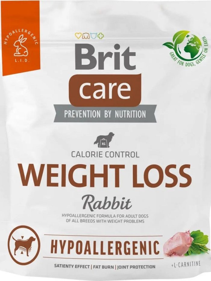 brit care hypoallergenic weight loss rabbit для собак с кроликом 1 кг