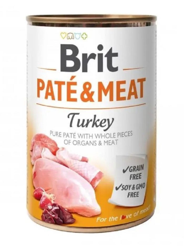 brit pate meat dog для собак паштет с индейкой 400 г