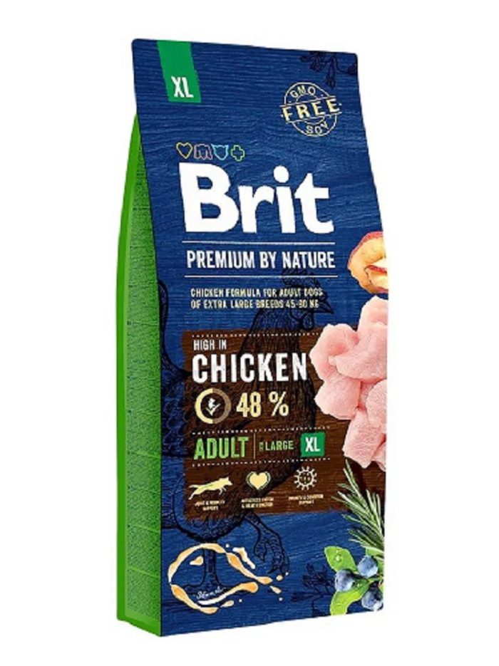 brit premium adult xl для собак гигантских пород с курицей 15 кг