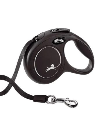 Поводок рулетка flexi classic xs, для собак до 12 кг, лента 3 м, черный