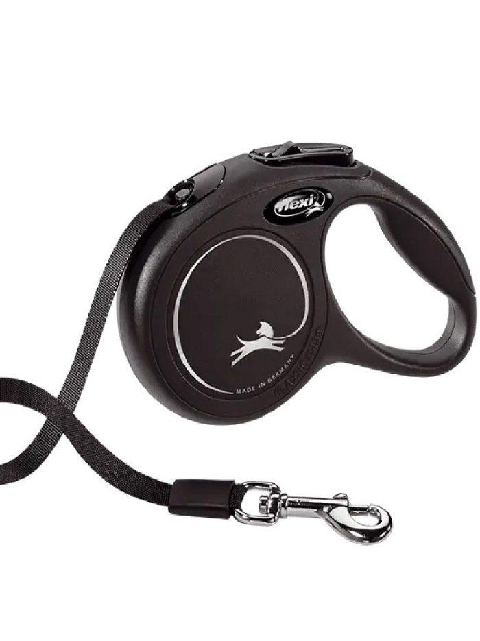 Поводок рулетка flexi classic xs, для собак до 12 кг, лента 3 м, черный