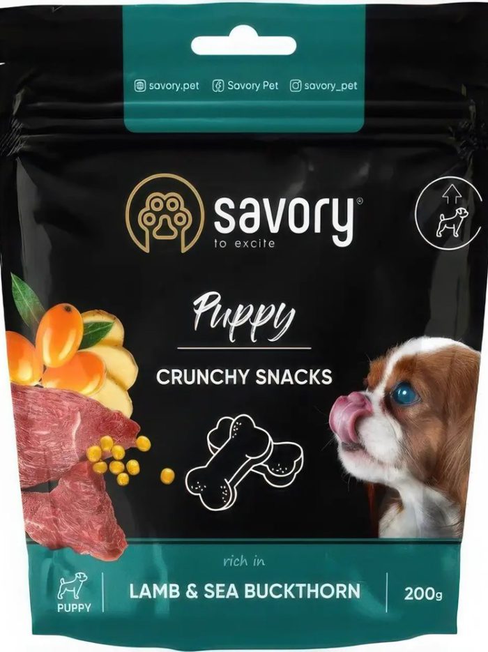 Лакомства savory puppy crunchy snack с ягненком и облепихой для щенков 200 г (31379)