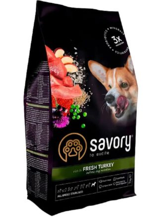 savory adult all breeds sterilised fresh turkey для стерилизованных собак 12 кг